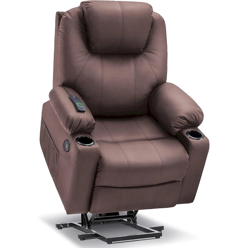 MCombo Fauteuil inclinable électrique releveur avec massage et chauffage, 3 positions, ports USB, similicuir 7040