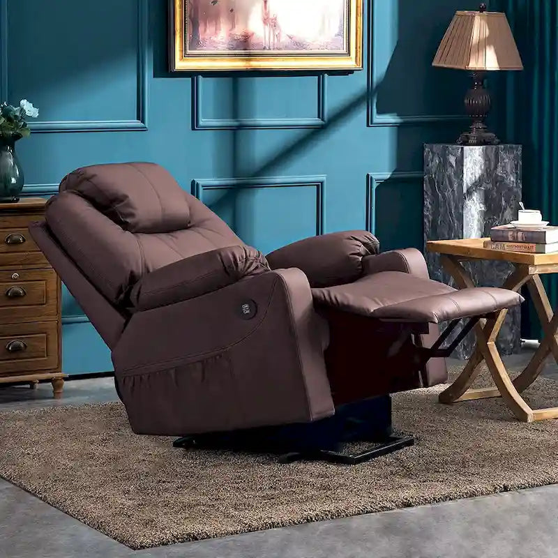MCombo Fauteuil inclinable électrique releveur avec massage et chauffage, 3 positions, ports USB, similicuir 7040