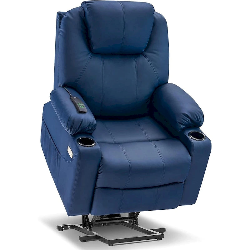 MCombo Fauteuil inclinable électrique releveur avec massage et chauffage, 3 positions, ports USB, similicuir 7040
