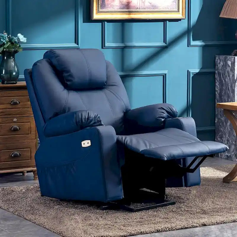 MCombo Fauteuil inclinable électrique releveur avec massage et chauffage, 3 positions, ports USB, similicuir 7040