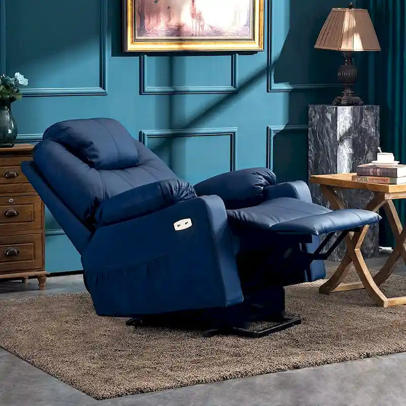MCombo Fauteuil inclinable électrique releveur avec massage et chauffage, 3 positions, ports USB, similicuir 7040