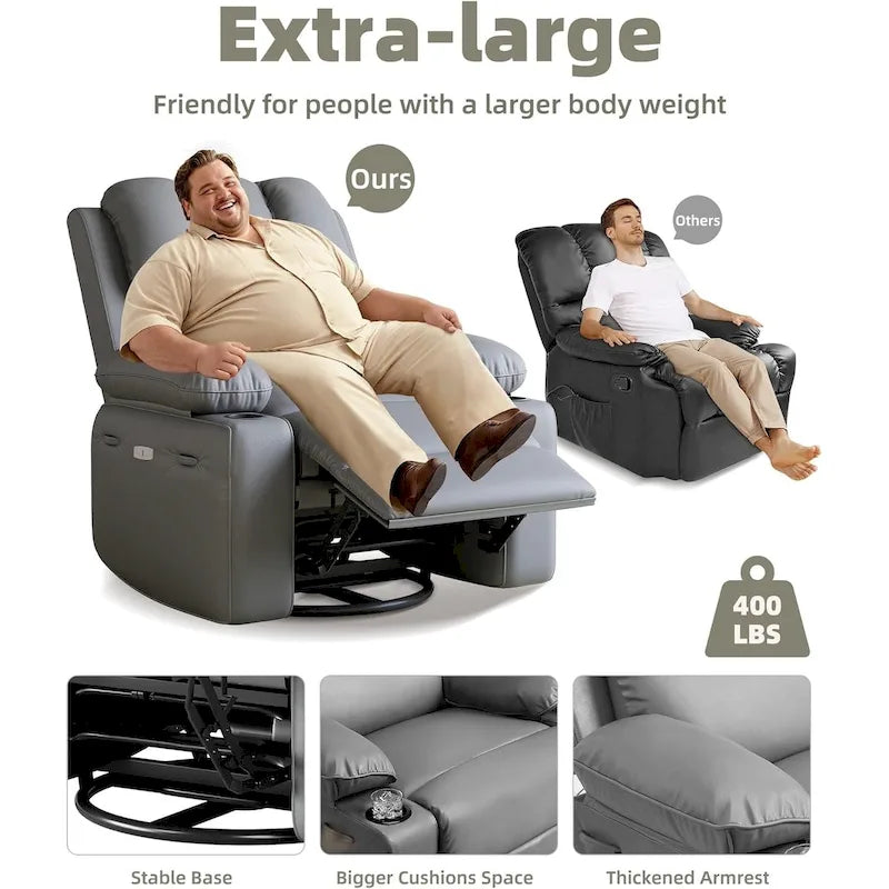 27 Fauteuils Inclinables Pivotants XXL avec Chauffage et Massage