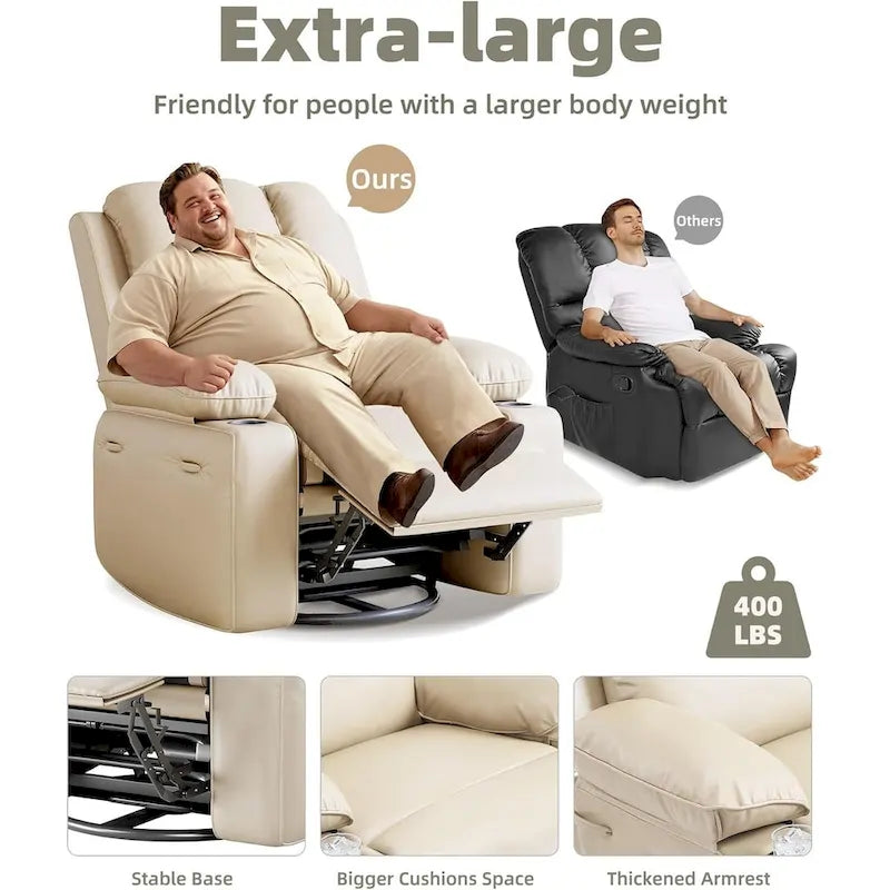 27 Fauteuils Inclinables Pivotants XXL avec Chauffage et Massage