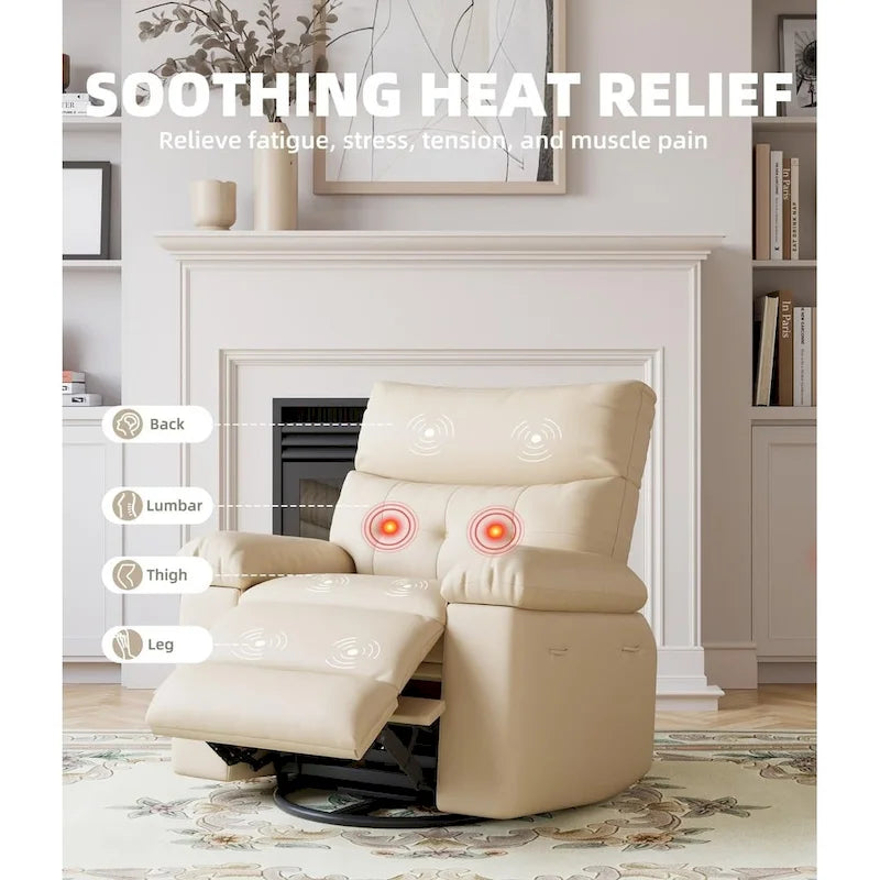 Fauteuils inclinables surdimensionnés pivotants à 360° avec fonction chauffante et massage - Fauteuil inclinable relaxant