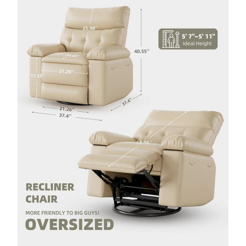 Fauteuils inclinables surdimensionnés pivotants à 360° avec fonction chauffante et massage - Fauteuil inclinable relaxant