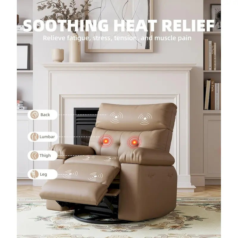 Fauteuils inclinables surdimensionnés pivotants à 360° avec fonction chauffante et massage - Fauteuil inclinable relaxant