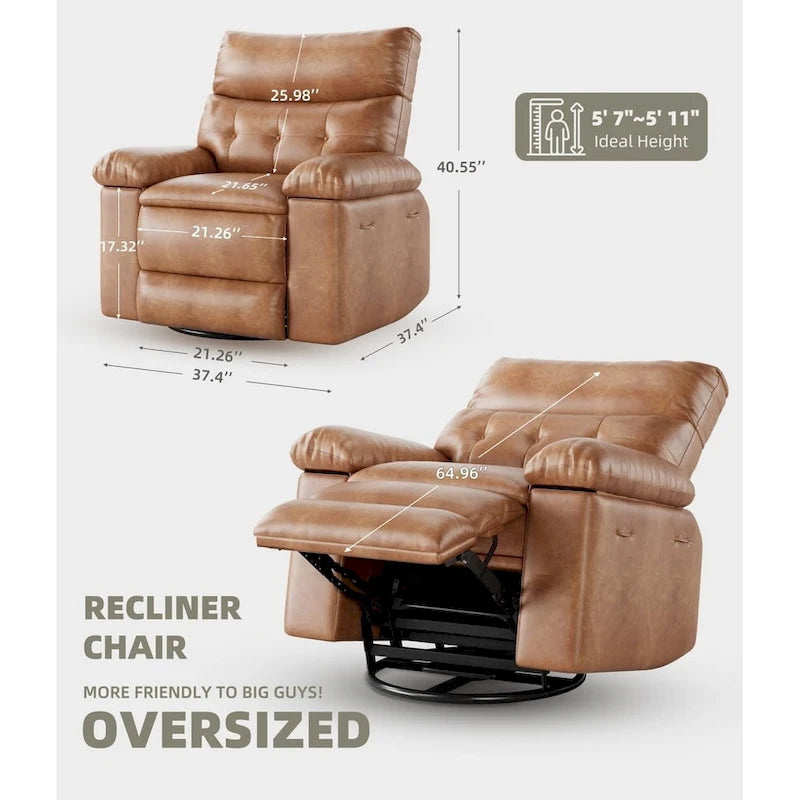 Fauteuils inclinables surdimensionnés pivotants à 360° avec fonction chauffante et massage - Fauteuil inclinable relaxant