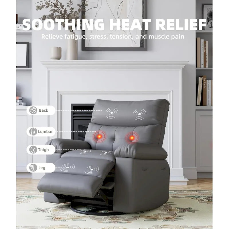 Fauteuils inclinables surdimensionnés pivotants à 360° avec fonction chauffante et massage - Fauteuil inclinable relaxant