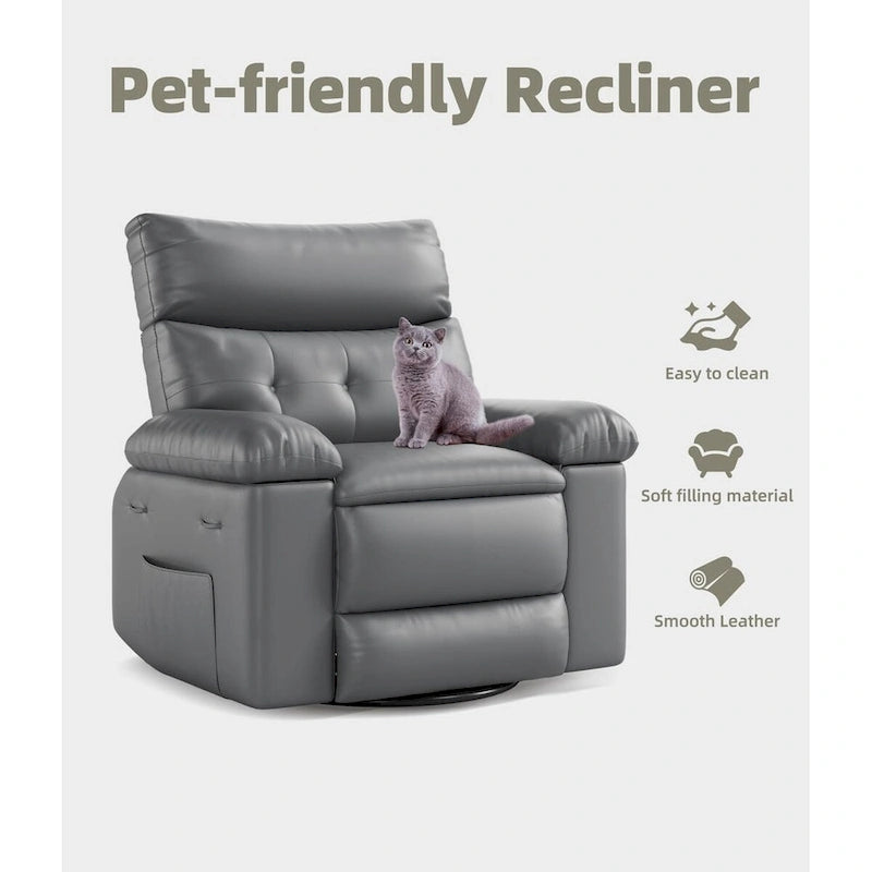 Fauteuils inclinables surdimensionnés pivotants à 360° avec fonction chauffante et massage - Fauteuil inclinable relaxant