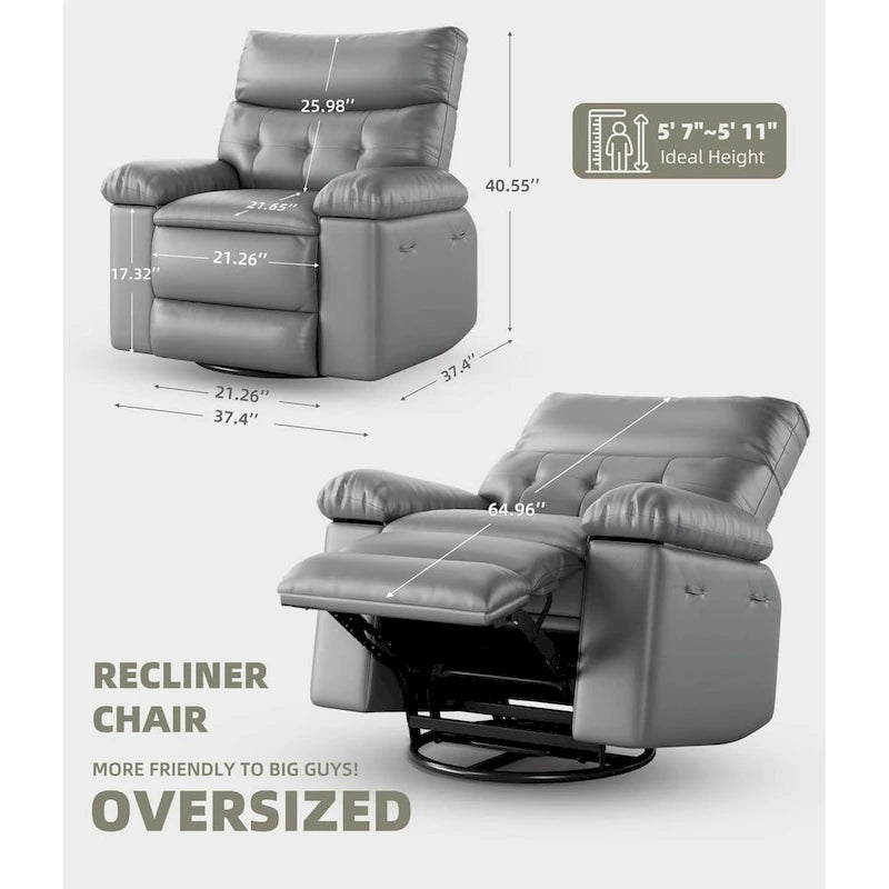 Fauteuils inclinables surdimensionnés pivotants à 360° avec fonction chauffante et massage - Fauteuil inclinable relaxant