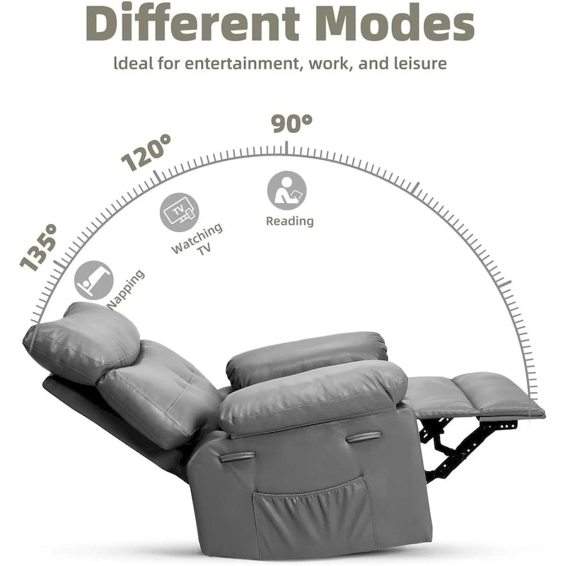 Fauteuils inclinables surdimensionnés pivotants à 360° avec fonction chauffante et massage - Fauteuil inclinable relaxant