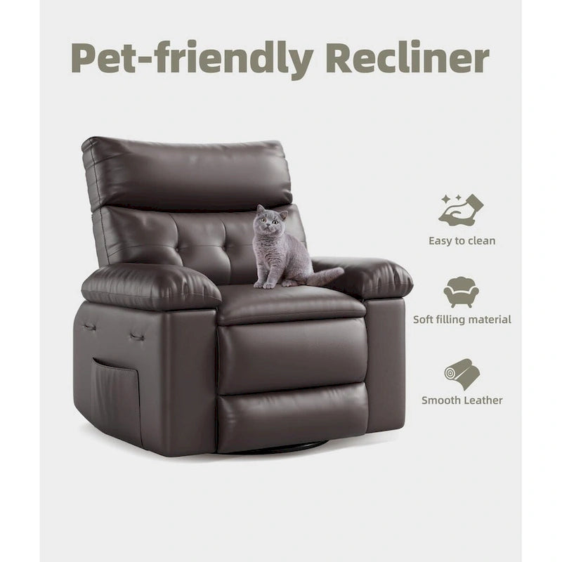 Fauteuils inclinables surdimensionnés pivotants à 360° avec fonction chauffante et massage - Fauteuil inclinable relaxant