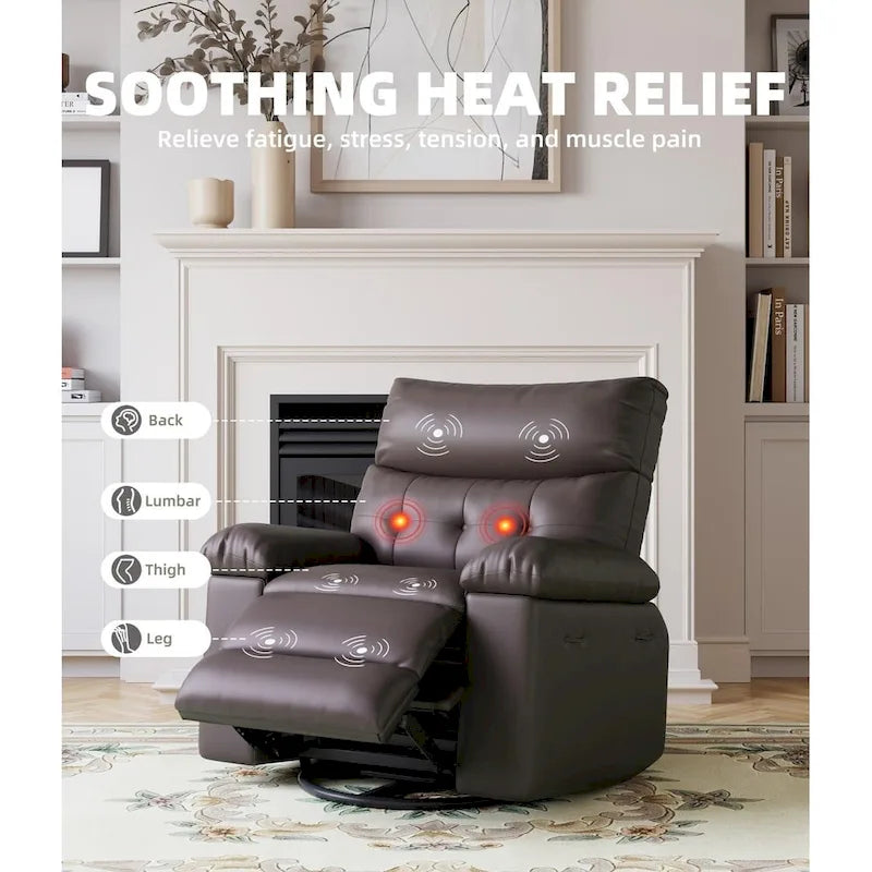 Fauteuils inclinables surdimensionnés pivotants à 360° avec fonction chauffante et massage - Fauteuil inclinable relaxant