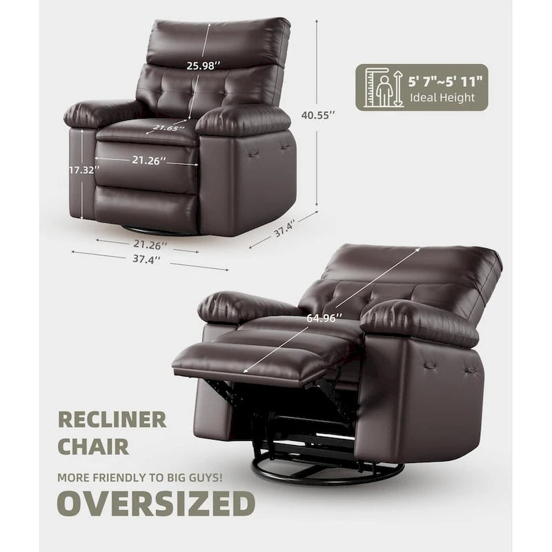 Fauteuils inclinables surdimensionnés pivotants à 360° avec fonction chauffante et massage - Fauteuil inclinable relaxant