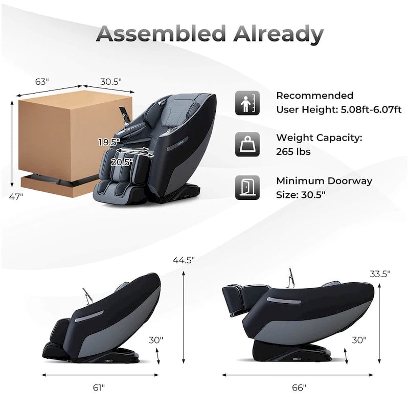 Fauteuil de massage corporel complet Costway Zero Gravity SL Track avec taille