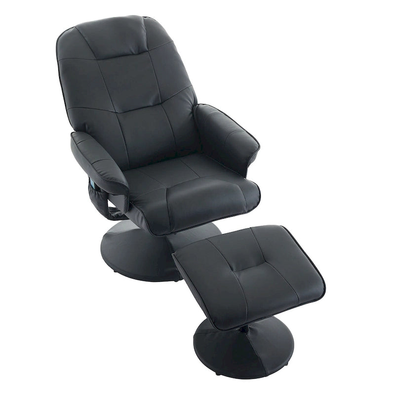 Fauteuil de massage inclinable en cuir PU avec ottoman, siège chauffant et de massage, dossier réglable à 140°