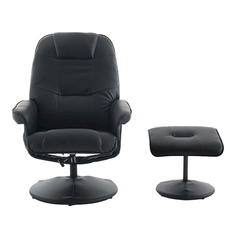 Fauteuil de massage inclinable en cuir PU avec ottoman, siège chauffant et de massage, dossier réglable à 140°