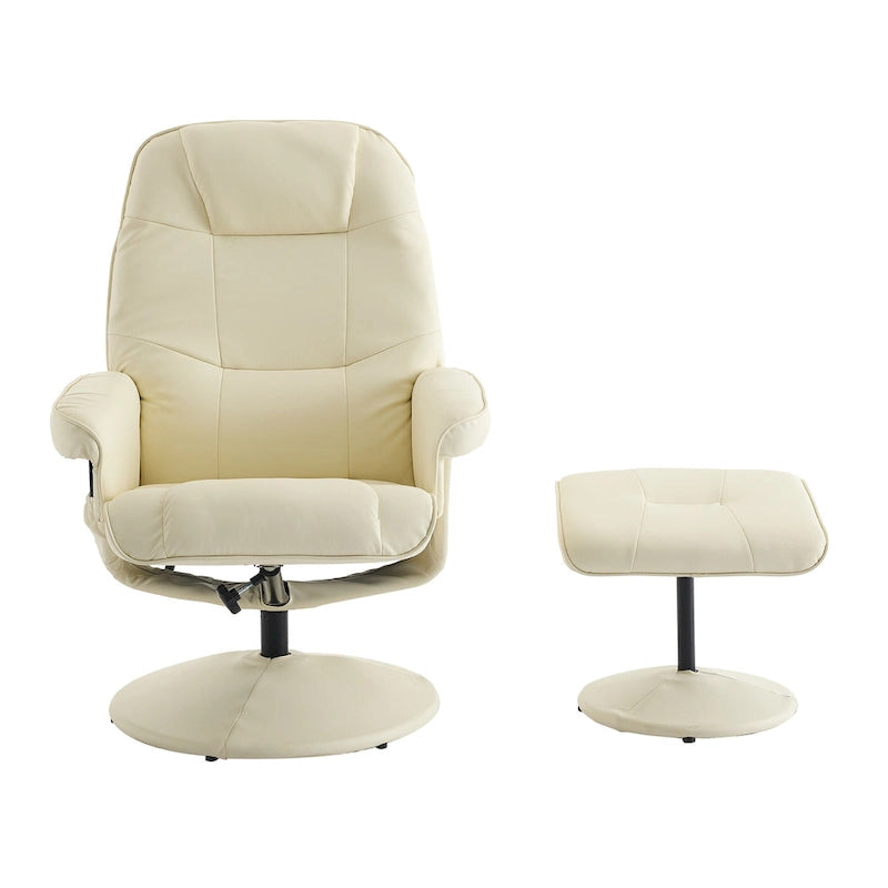 Fauteuil de massage inclinable en cuir PU avec ottoman, siège chauffant et de massage, dossier réglable à 140°