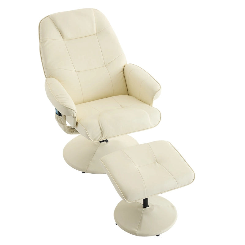 Fauteuil de massage inclinable en cuir PU avec ottoman, siège chauffant et de massage, dossier réglable à 140°