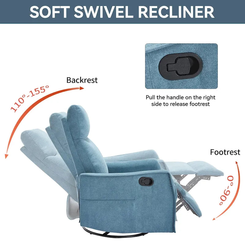 Fauteuil inclinable, pivotant à 360° avec massage et chauffage lombaire
