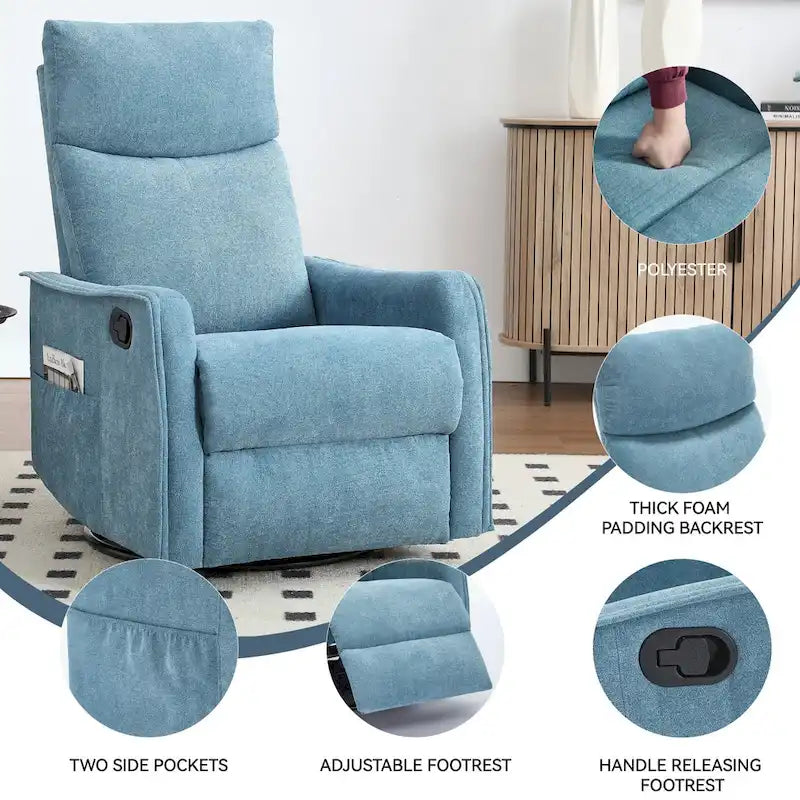 Fauteuil inclinable, pivotant à 360° avec massage et chauffage lombaire