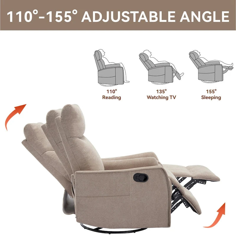 Fauteuil inclinable, pivotant à 360° avec massage et chauffage lombaire