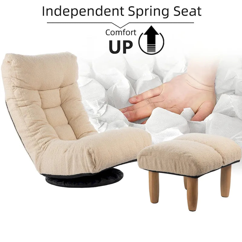 Ensemble inclinable sans accoudoirs rembourré avec repose-pieds et appui-tête réglable