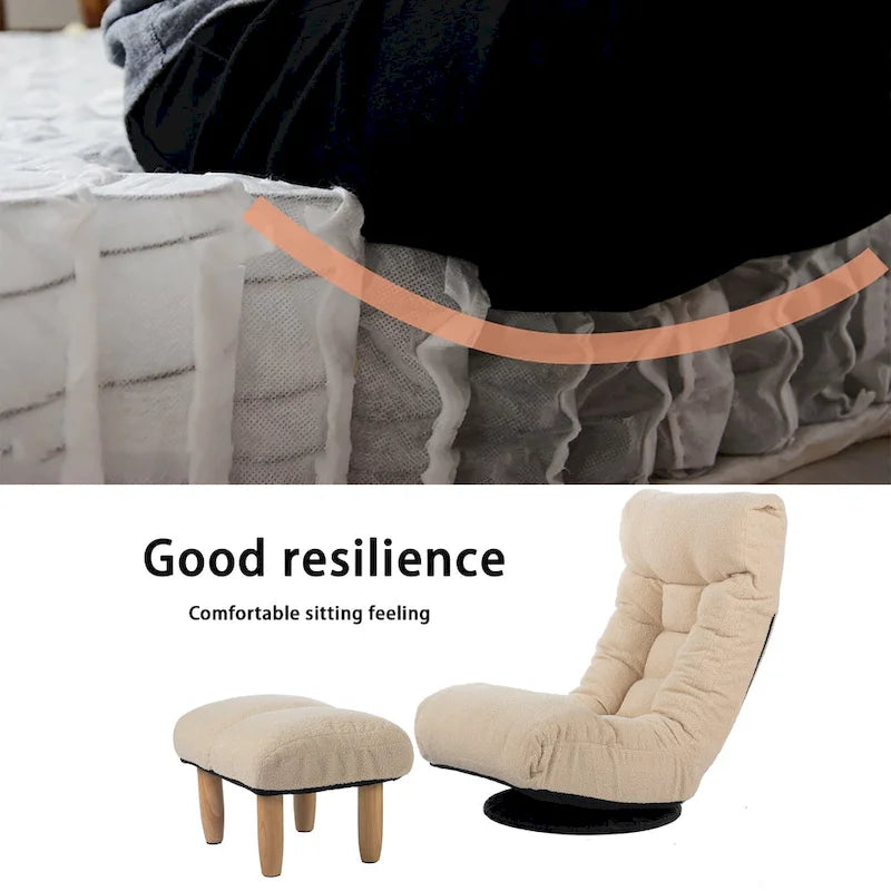Ensemble inclinable sans accoudoirs rembourré avec repose-pieds et appui-tête réglable