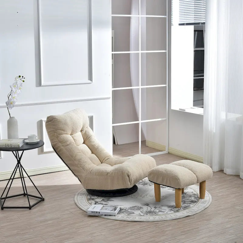 Ensemble inclinable sans accoudoirs rembourré avec repose-pieds et appui-tête réglable