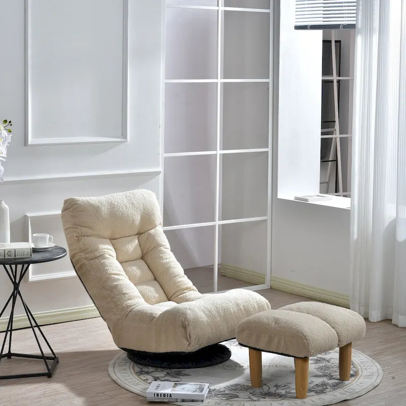Ensemble inclinable sans accoudoirs rembourré avec repose-pieds et appui-tête réglable
