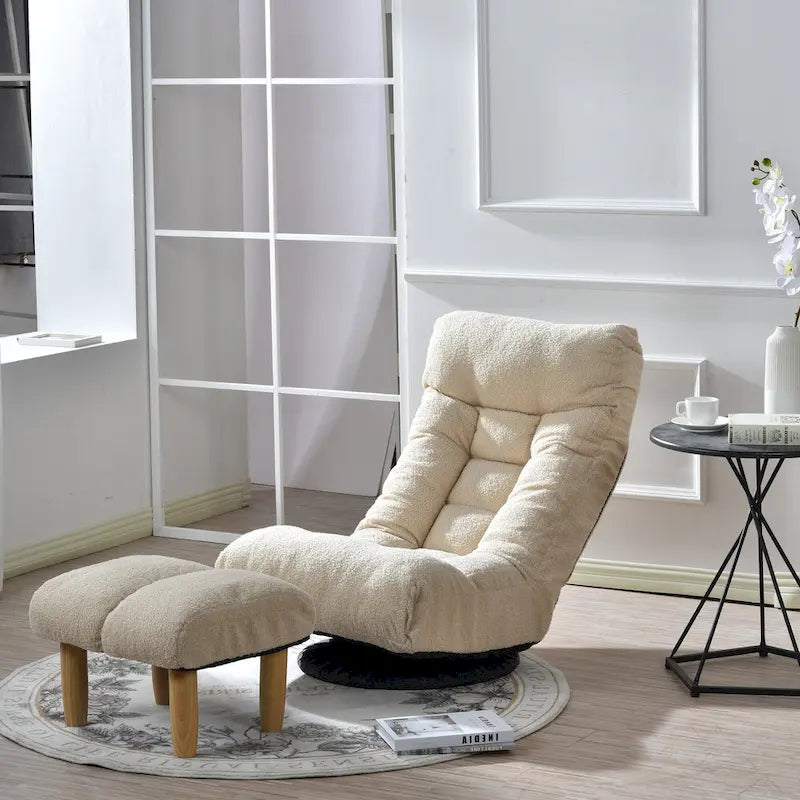 Ensemble inclinable sans accoudoirs rembourré avec repose-pieds et appui-tête réglable