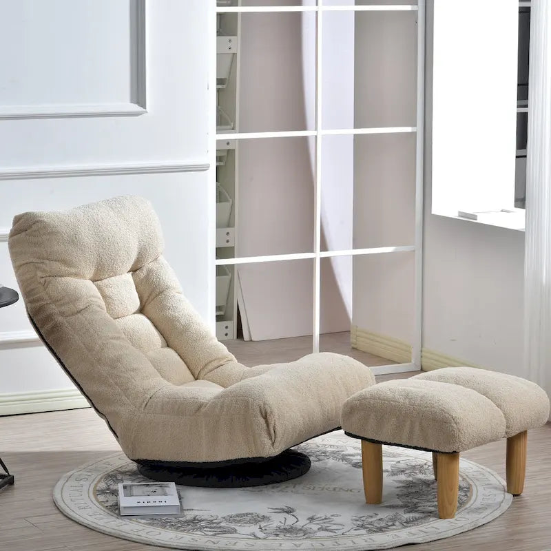 Ensemble inclinable sans accoudoirs rembourré avec repose-pieds et appui-tête réglable