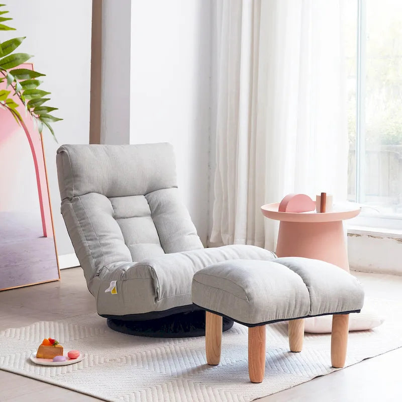Ensemble inclinable sans accoudoirs rembourré avec repose-pieds et appui-tête réglable
