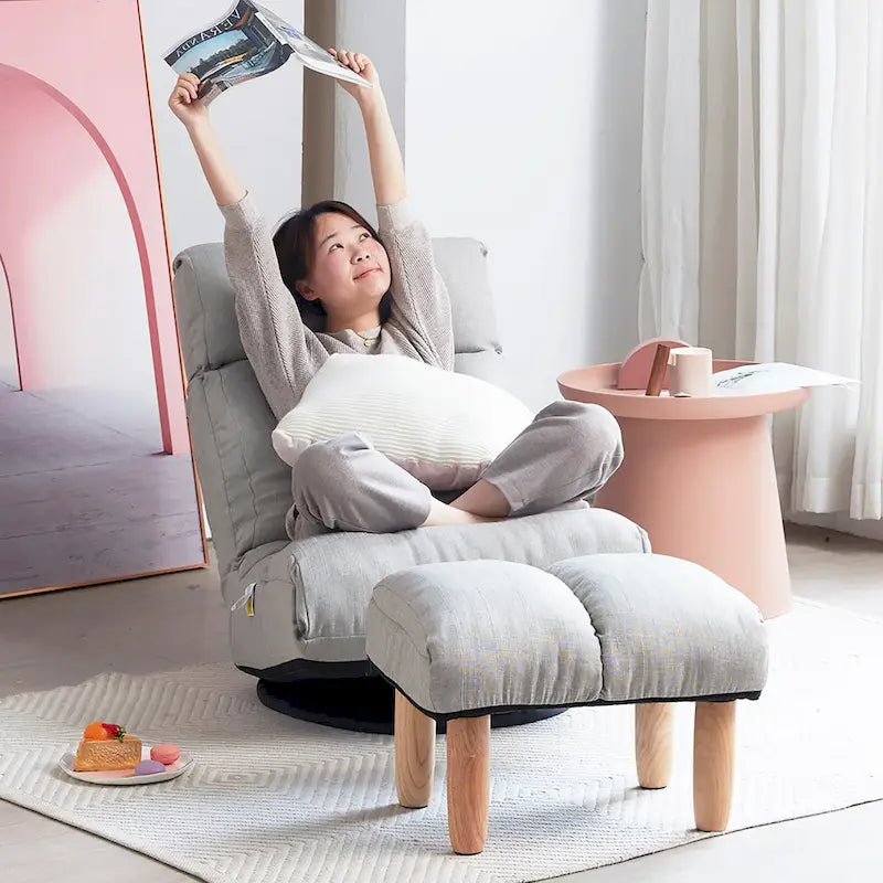 Ensemble inclinable sans accoudoirs rembourré avec repose-pieds et appui-tête réglable