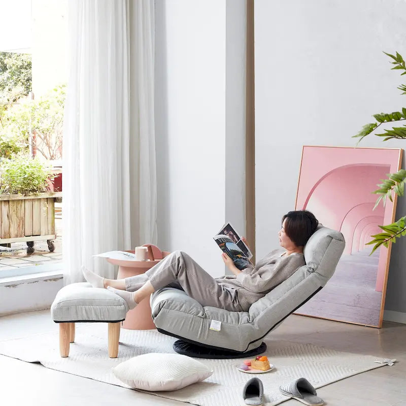 Ensemble inclinable sans accoudoirs rembourré avec repose-pieds et appui-tête réglable