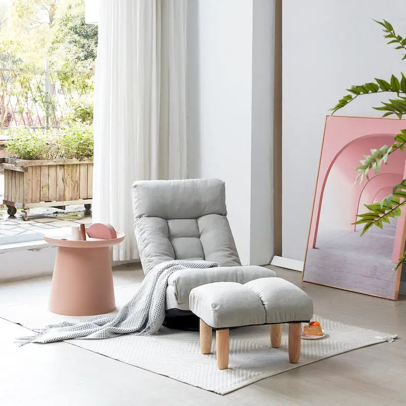Ensemble inclinable sans accoudoirs rembourré avec repose-pieds et appui-tête réglable