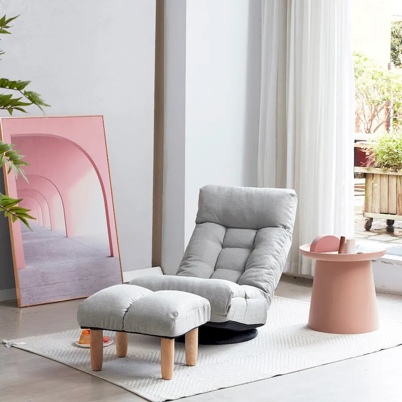 Ensemble inclinable sans accoudoirs rembourré avec repose-pieds et appui-tête réglable
