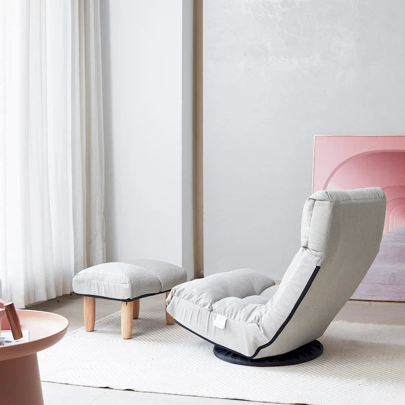Ensemble inclinable sans accoudoirs rembourré avec repose-pieds et appui-tête réglable