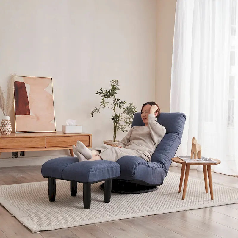 Ensemble inclinable sans accoudoirs rembourré avec repose-pieds et appui-tête réglable