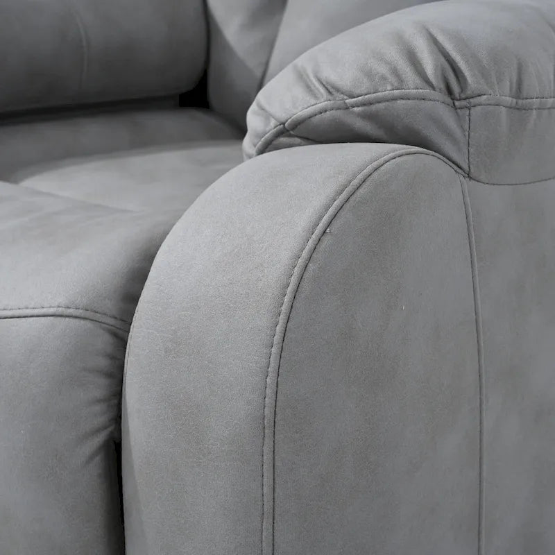 Fauteuil inclinable électrique gris à assise large pour seniors avec télécommande, poche latérale et options d'inclinaison réglables