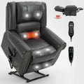Fauteuil inclinable releveur double motorisation en similicuir marron avec chauffage et massage, ports USB et inclinaison infinie pour seniors