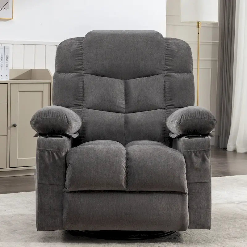 Fauteuil inclinable gris surdimensionné avec chauffage et port USB