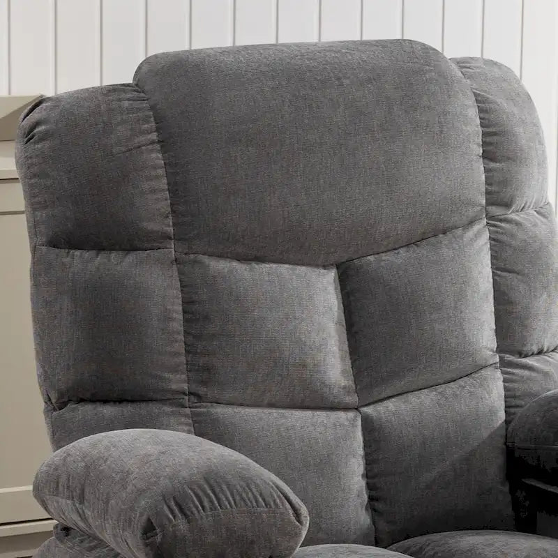 Fauteuil inclinable gris surdimensionné avec chauffage et port USB