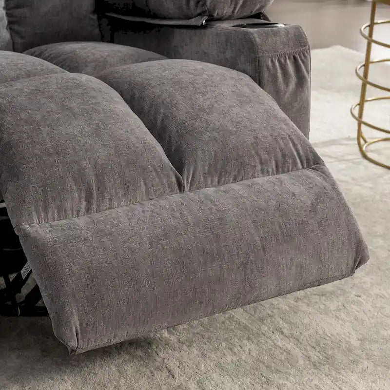 Fauteuil inclinable gris surdimensionné avec chauffage et port USB