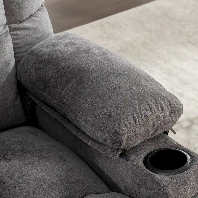Fauteuil inclinable gris surdimensionné avec chauffage et port USB