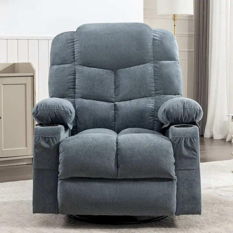 Fauteuil inclinable gris surdimensionné avec chauffage et port USB