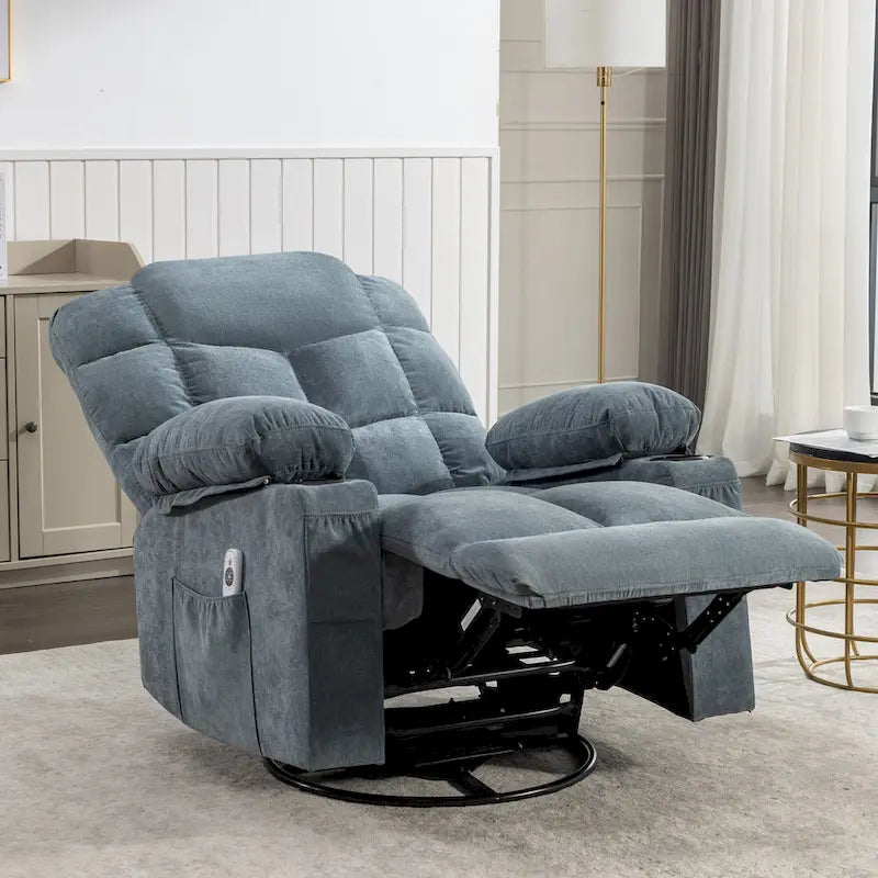 Fauteuil inclinable gris surdimensionné avec chauffage et port USB