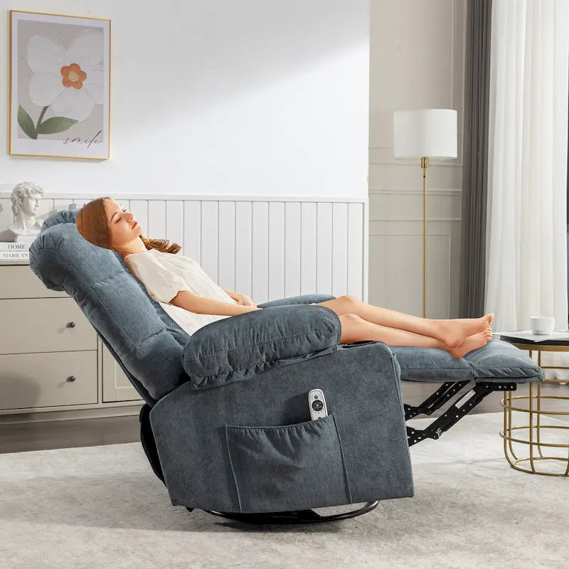 Fauteuil inclinable gris surdimensionné avec chauffage et port USB