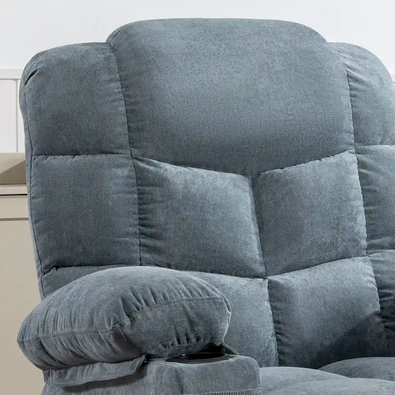 Fauteuil inclinable gris surdimensionné avec chauffage et port USB