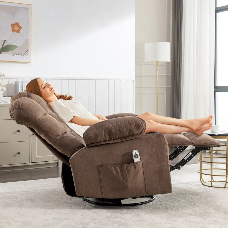 Fauteuil inclinable gris surdimensionné avec chauffage et port USB